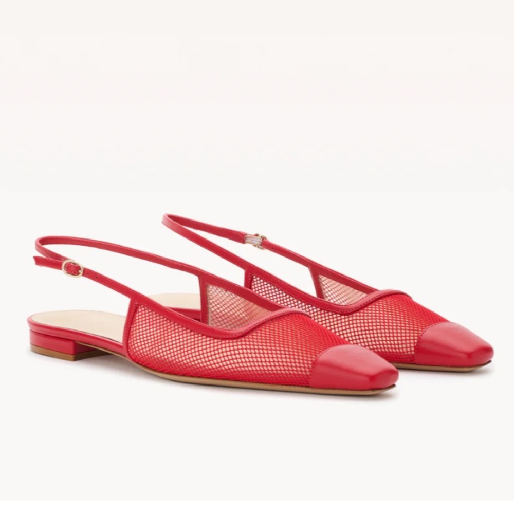 Alexandre Birman Olivia Mesh Slingback Flats Red 8.5